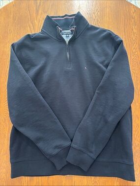 Tommy Hilfiger Navy Half-Zip Pullover with Flag Logo